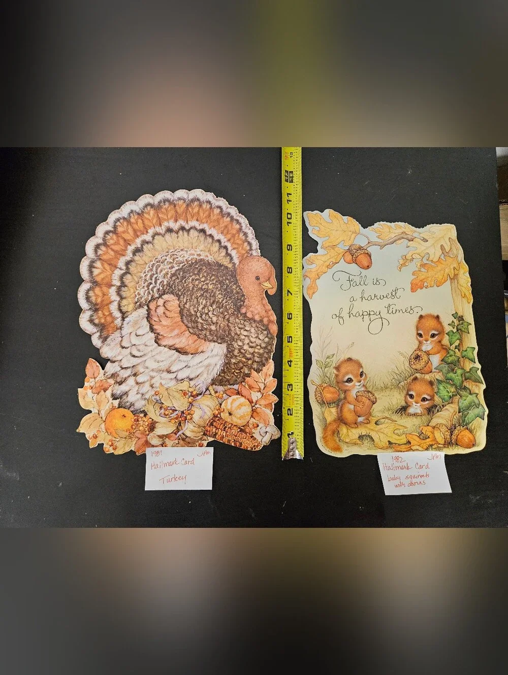 Hallmark Fall Turkey and Harvest Greeting Die Cut Decorations - New Old Stock